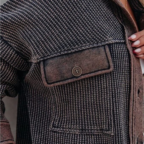 Grey and Brown contrast jacket shacket shirt, brand new, great for fall layering - Picture 2 of 6